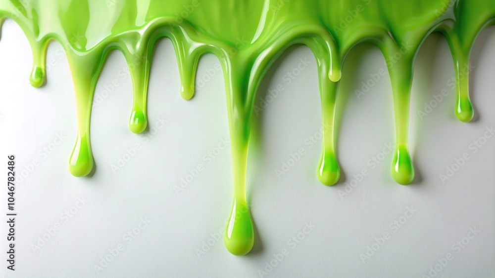 Slowly dripping slime falls onto a pristine white surface creating a unique texture and visual effect, fluid dynamics, sensory details Slowly dripping slime falls onto a pristine white surface creating a unique texture and visual effect, fluid dynamics, sensory details