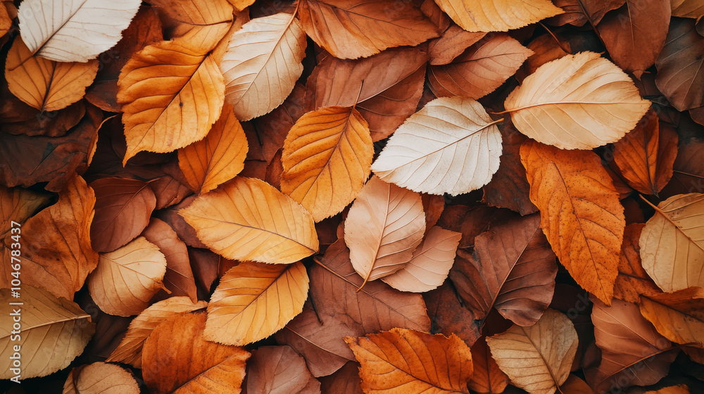 Aesthetic maple leaves, top view, autumn mood template. Generative AI Aesthetic maple leaves, top view, autumn mood template. Generative AI