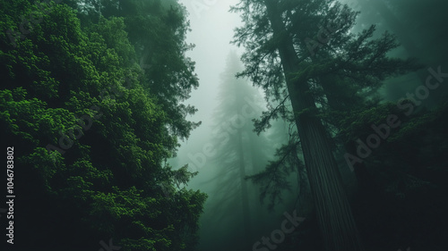 Misty California Redwoods in Serene Overcast Light
