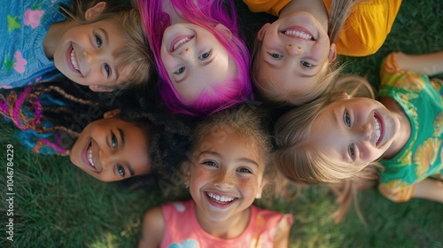 The Joyful Girls on Grass