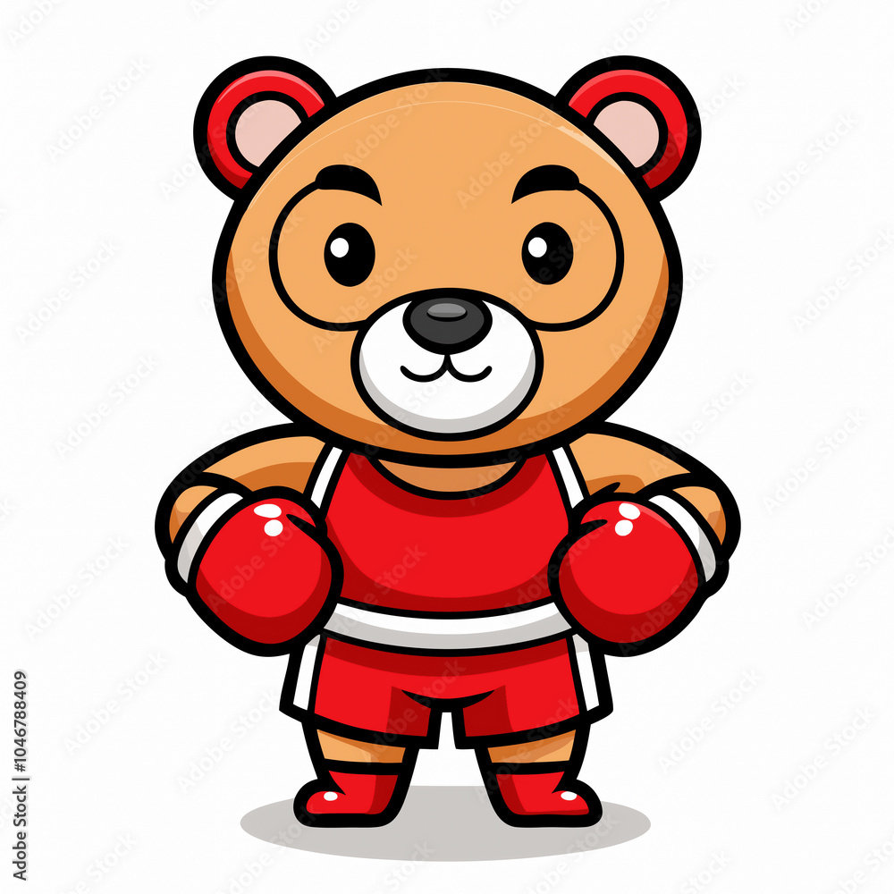 Cute Bear Boxer Ready to Fight: Perfect Visuals for Event Promotions in Children's Sports Activities Cute Bear Boxer Ready to Fight: Perfect Visuals for Event Promotions in Children's Sports Activities