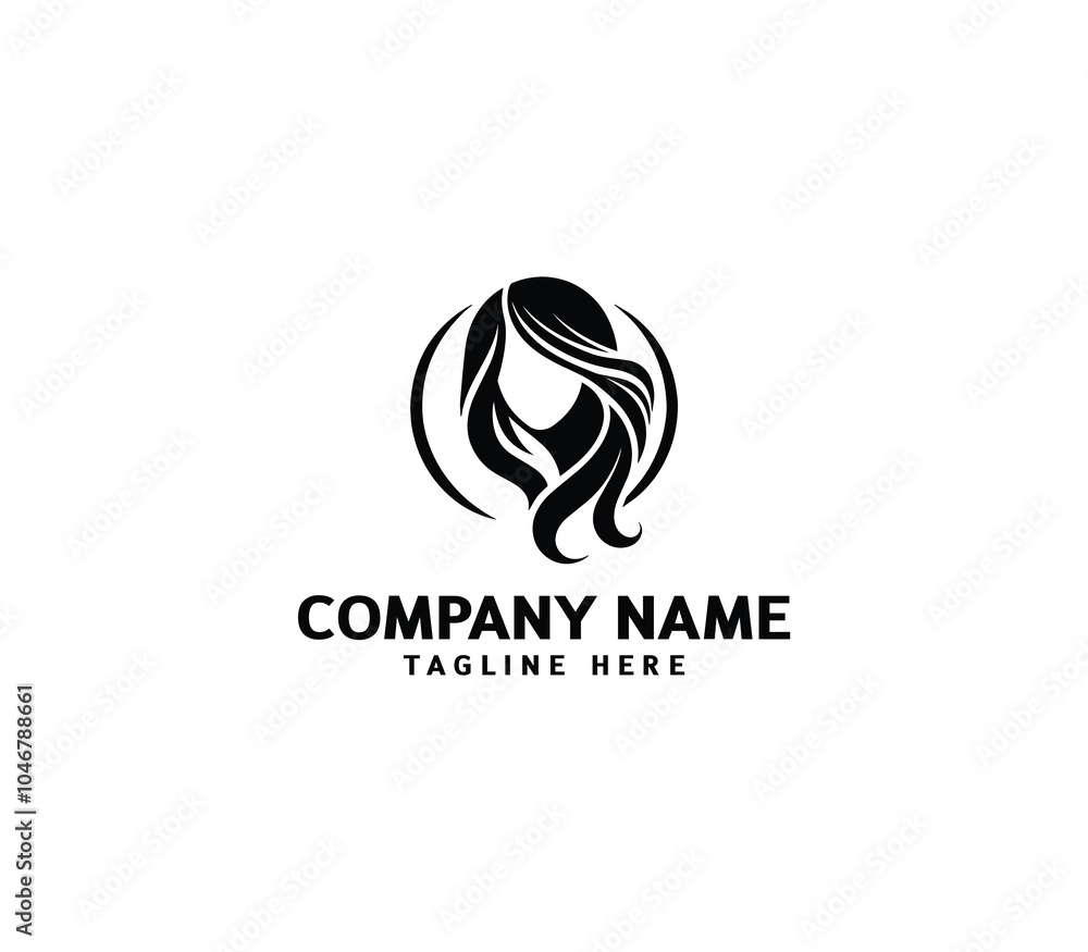 Fototapeta premium Vector woman hair logo. Hair minimalist logo. hairstyle logo for beauty salon, hair salon, cosmetic