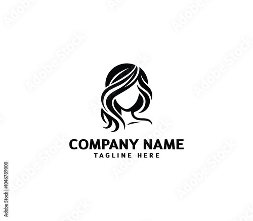 Vector woman hair logo. Hair minimalist logo. hairstyle logo for beauty salon, hair salon, cosmetic