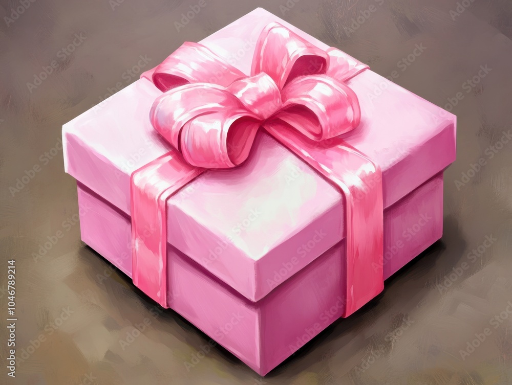 Obraz premium Pink gift box with satin ribbon