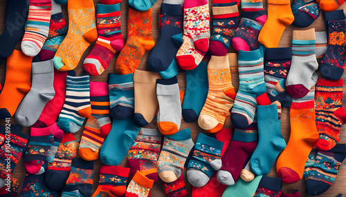 Feet of happy   in winter socks lying together on couch in living room. conncept holiday socks generative ai.