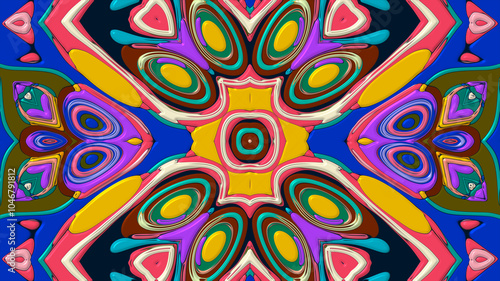 Abstract colorful psychedelic mandala kaleidoscope background pattern for a summer music festival