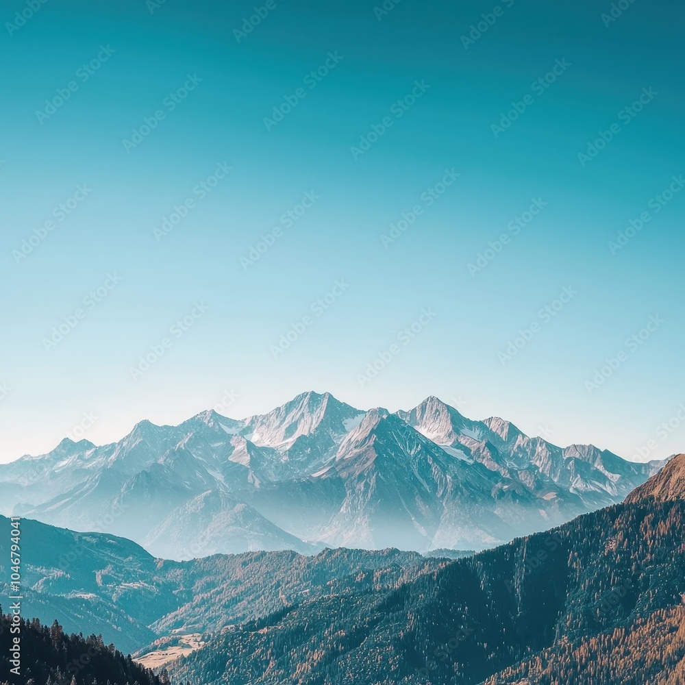 Expansive Mountain Range with Clear Blue Sky Expansive Mountain Range with Clear Blue Sky