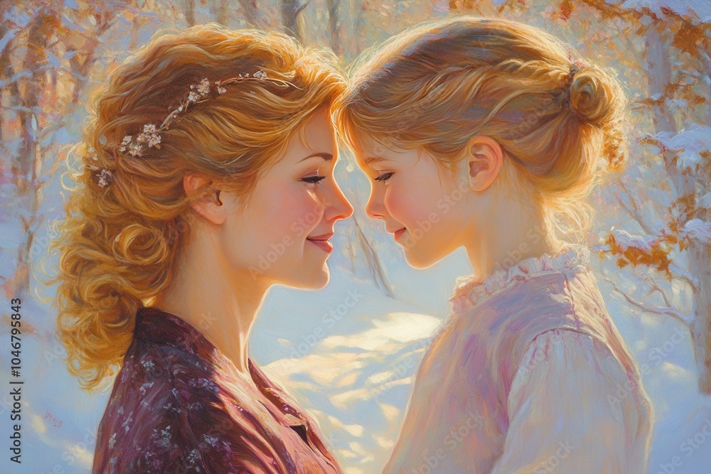 mother daughter bonding in sunlight mother daughter bonding in sunlight