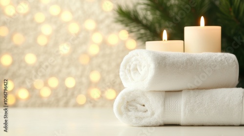 Soft Fluffy Towels and Candles for Spa Relaxation