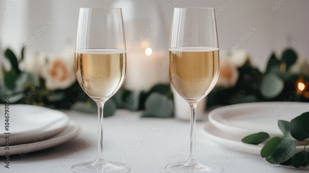 Elegant Champagne Flutes with Delicate Etchings Elegant Champagne Flutes with Delicate Etchings