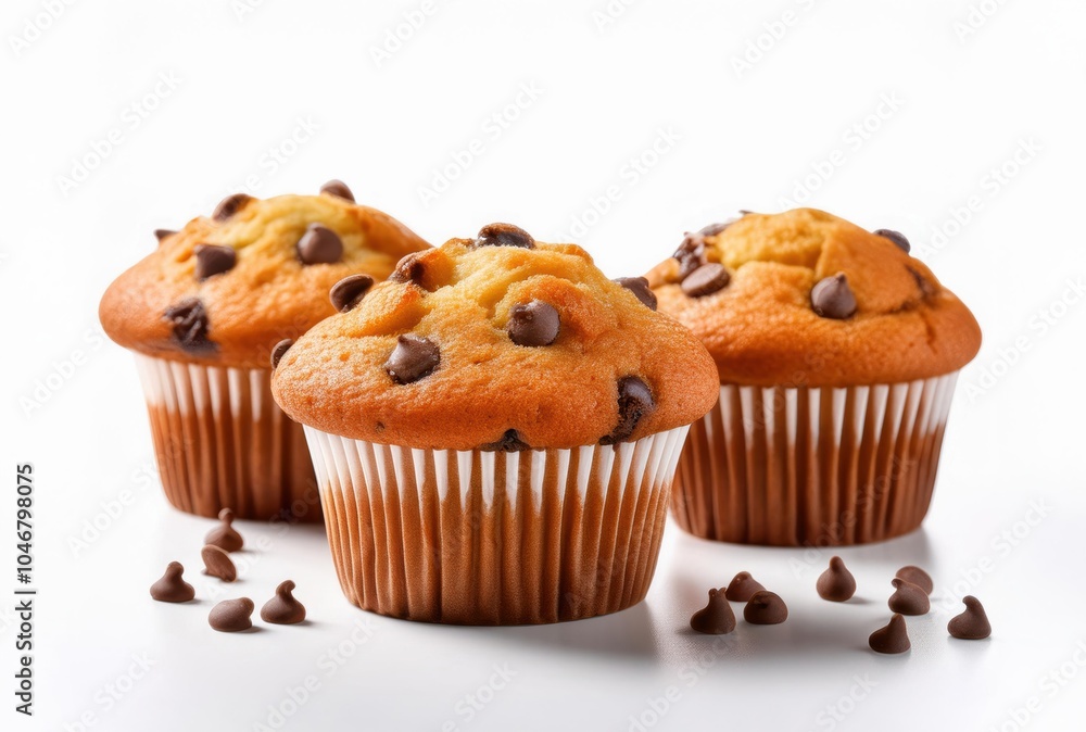 chocochip muffin isolated on white background chocochip muffin isolated on white background