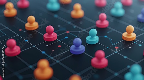 A vibrant array of colorful game pieces on a grid, symbolizing connection, strategy, or teamwork in a playful setting.