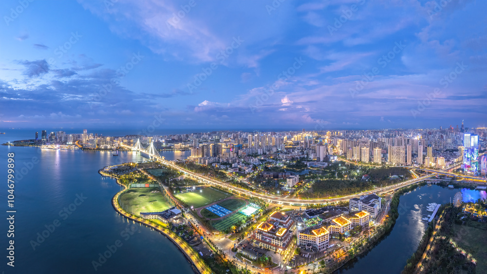 Fototapeta premium , hainan province, island, haikou, china, aerial photography, city skyline, city, building, architecture, background, landscape,