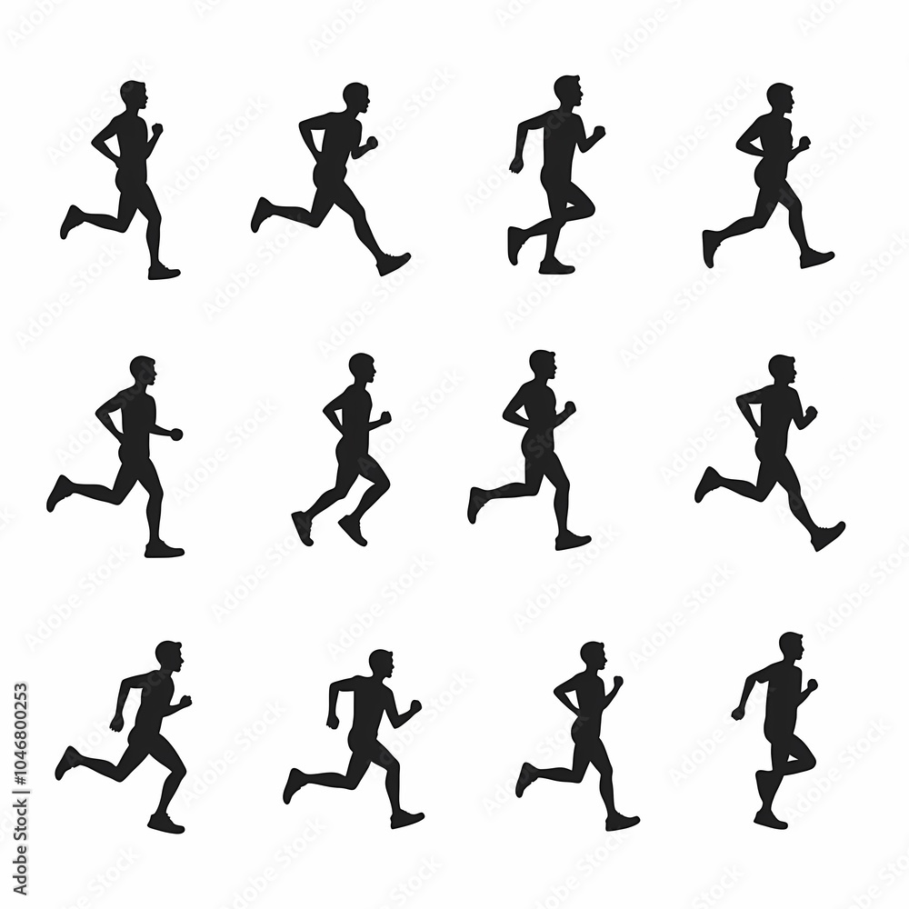 Black and white vector illustration of running men silhouettes playing soccer on a football field Black and white vector illustration of running men silhouettes playing soccer on a football field