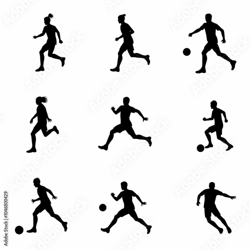 Wallpaper Mural Silhouettes of running football players with a ball, vector illustration Torontodigital.ca