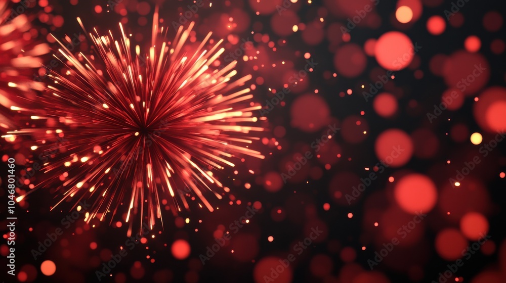 Obraz premium Vibrant Fireworks with Shimmering Bokeh Effect