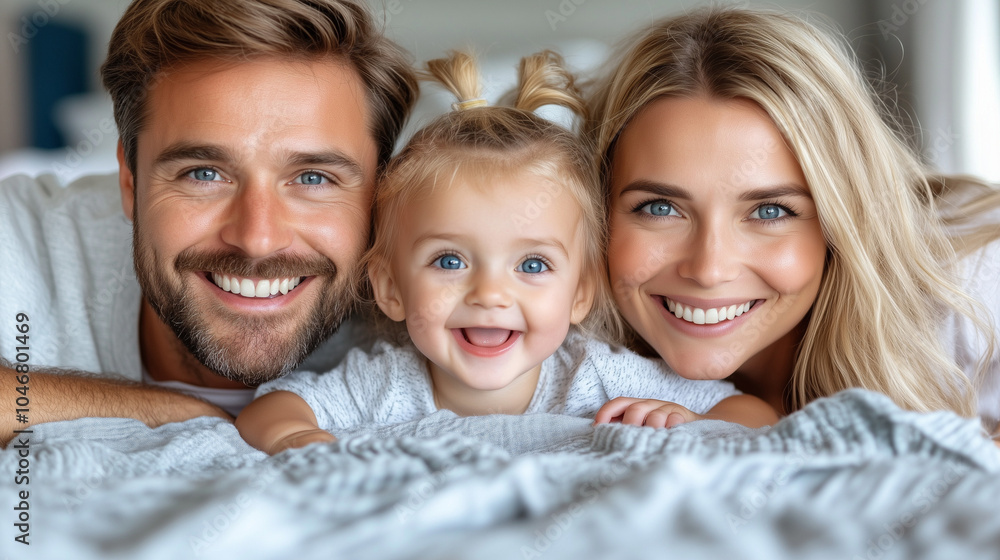 Happy Family Portrait with Smiling Baby, Ai Generative Happy Family Portrait with Smiling Baby, Ai Generative