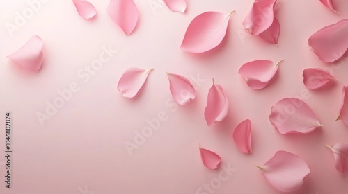 Photo of, Pink background with swirling flowers and petals for design, banner template