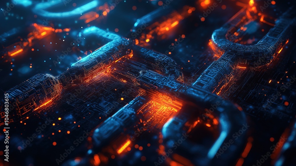 Blockchain interoperability theme top view visualizing crosschain connections robotic Blockchain interoperability theme top view visualizing crosschain connections robotic