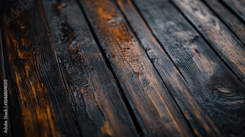 Dark stained wood planks