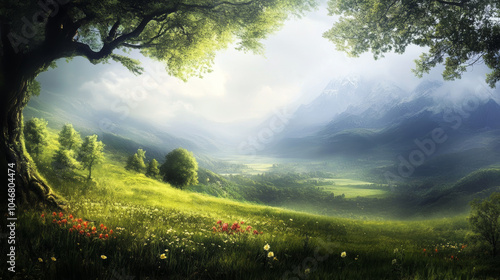 Generative ai illustration of a Elysium Boundless Meadows