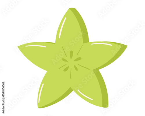Fruit carambola starfruit in cartoon hand drawn simple style. Editable variable color