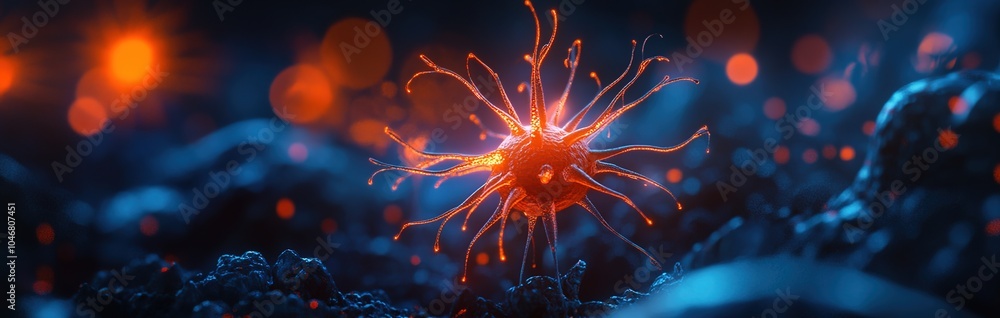 3D rendering of glowing brain neurons.
3D rendering of glowing brain neurons.