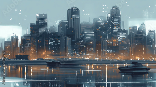 A city that is connected to the sea and the light comes from the people. 