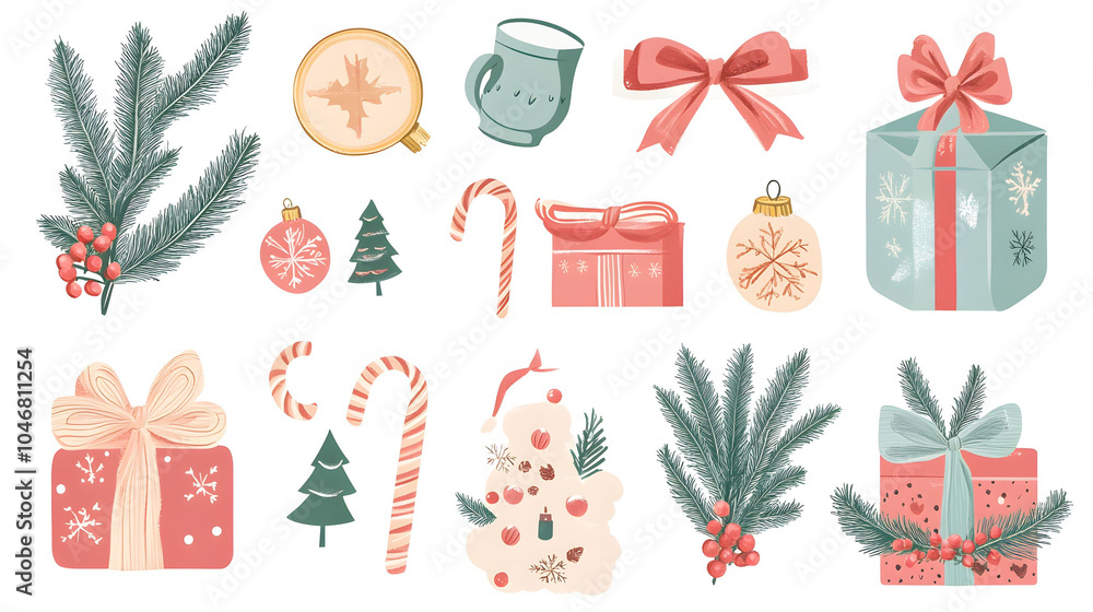 Festive holiday icons Festive holiday icons