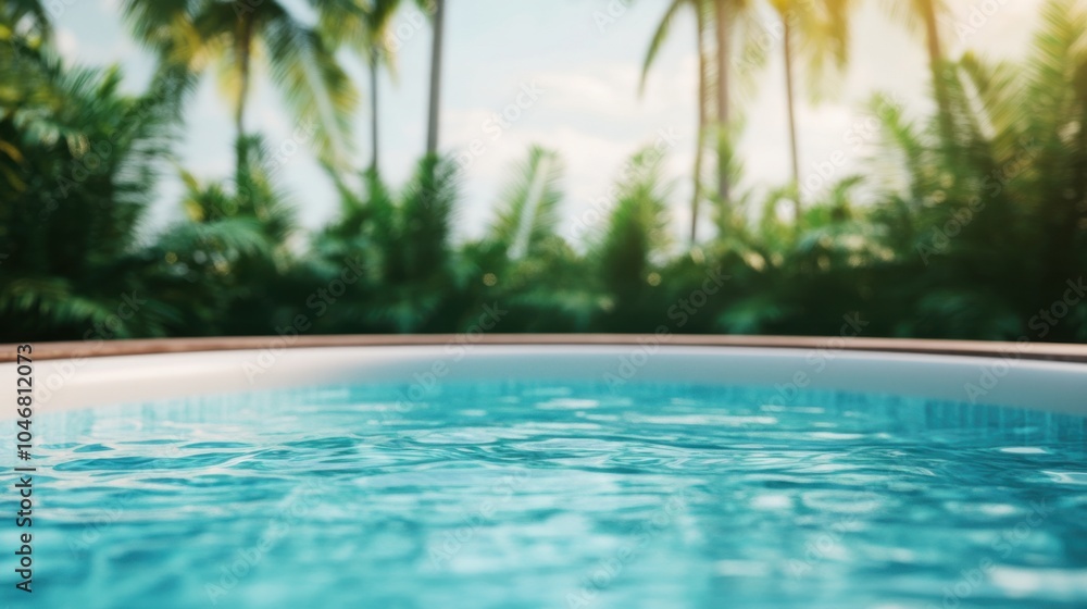 Fototapeta premium Serene Tropical Spa Pool in Warm Outdoor Setting