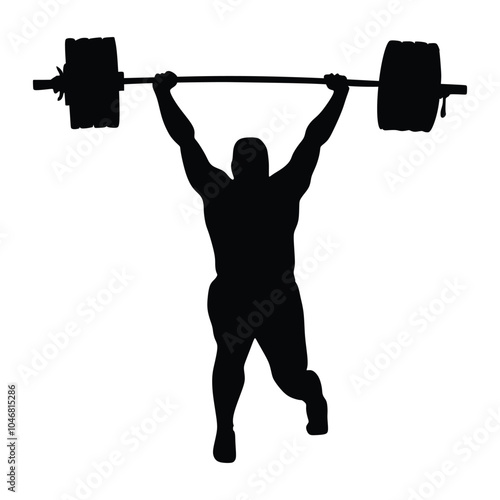 Weightlifting snatch. Silhouette of a man.