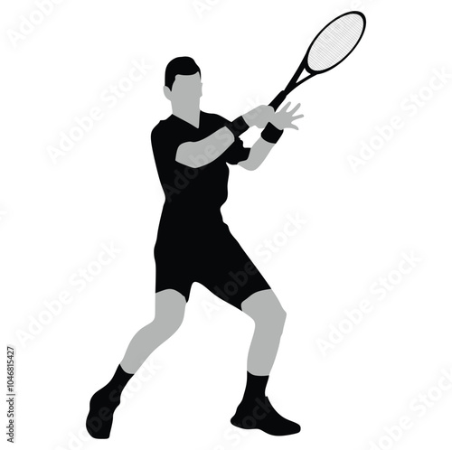 silhouette of a tennis player hitting a forehand