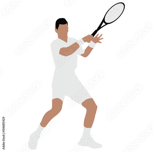 Silhouette of a tennis player hitting a forehand
