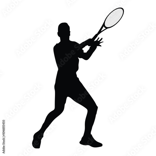 silhouette of a tennis player hitting a forehand