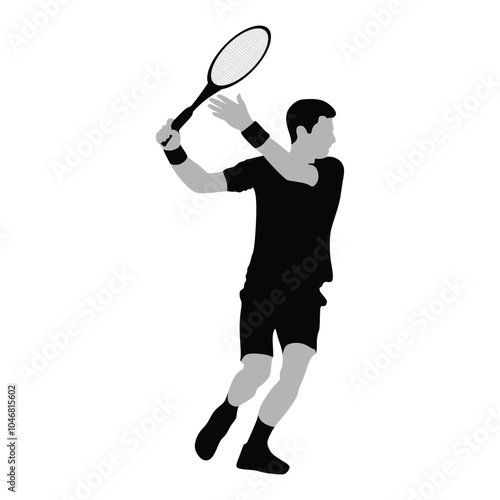 Silhouette of a tennis player hitting a forehand