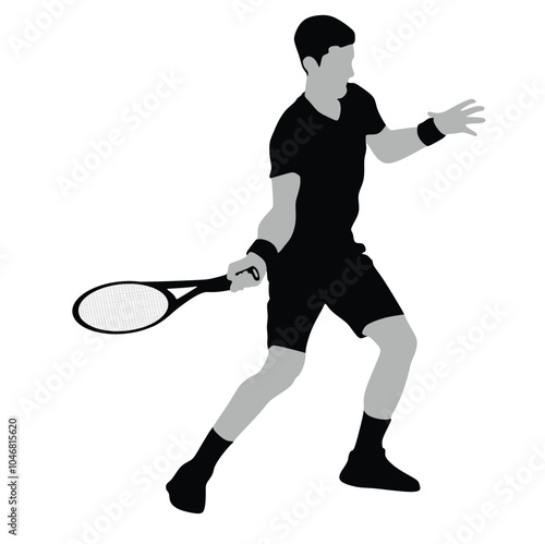 Silhouette of a tennis player hitting a forehand