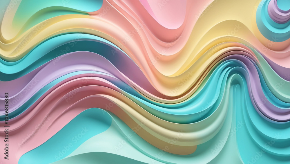 Fototapeta premium Colorful wavy swirly texture Abstract fluid art stily Pastel background 3d Paint Style Light Ethereal environment with cloth Elegant flow of soft pastel waves gradient light smooth edges Elegant flow