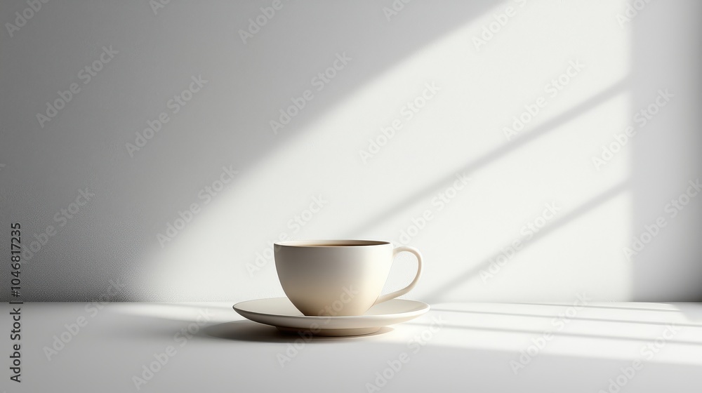 A minimalist shot of a stylish coffee cup and saucer on a clean white background, emphasizing the simplicity and elegance of the design. A minimalist shot of a stylish coffee cup and saucer on a clean white background, emphasizing the simplicity and elegance of the design.