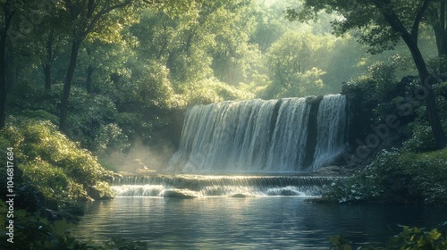 Forest glen with a small waterfall