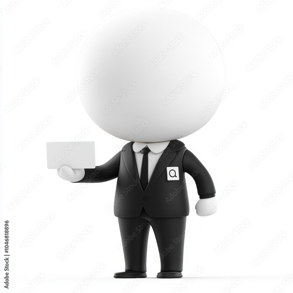 Figure of Business Person Holding a Blank Card Figure of Business Person Holding a Blank Card