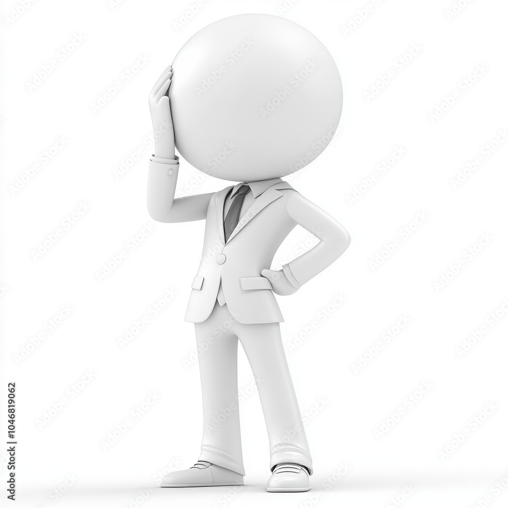 Figure in White Suit Scratching Head Figure in White Suit Scratching Head