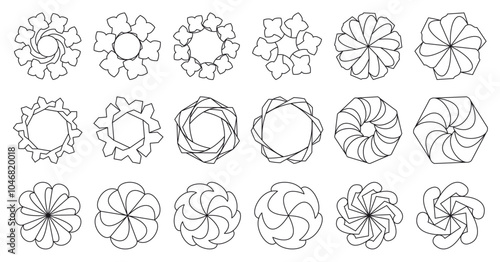 A set of round ornaments in...