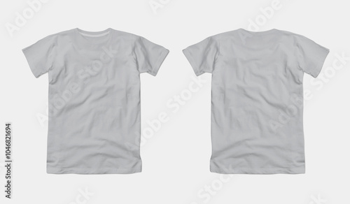 Blank grey t shirt front and back mockup, plain cotton t shirt mock up template for design, branding, print, store. Empty casual apparel