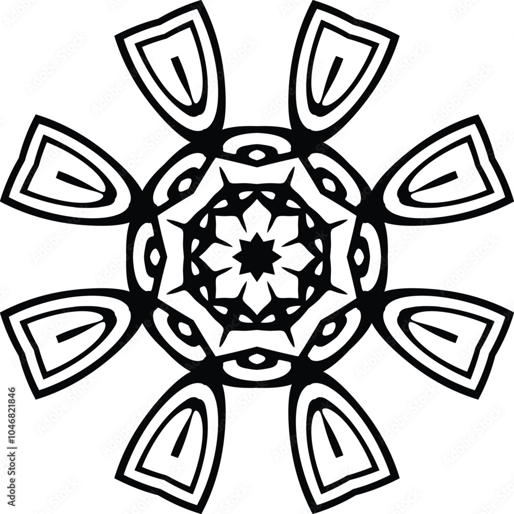 Fototapeta premium Mandala Patterns Easy Circular Pattern in the Form of a Mandala Decorative Ornament in Ethnic Oriental Style.