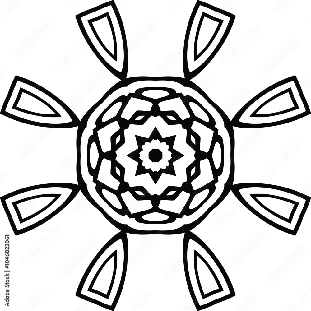 Obraz premium Mandala Patterns Easy Circular Pattern in Form of Mandala With Flower for Henna, Mehndi, Tattoo, Decoration Decorative Ornament in Ethnic Oriental Style.