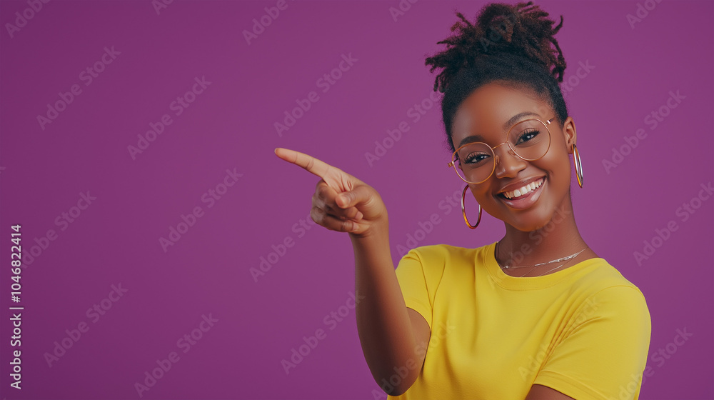 African American woman with an empty frame, pointing finger with a happy face, number one. African American woman with an empty frame, pointing finger with a happy face, number one.