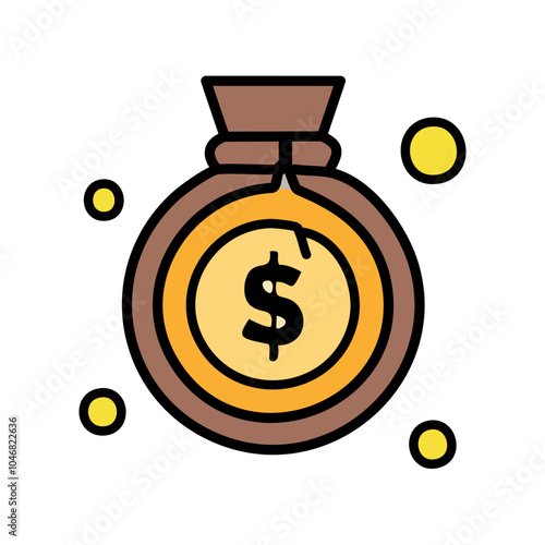 Money bag vector, Cash related flat design editable stroke icon. Investment symbol art.