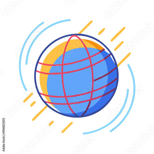 Rotating Globe Icon with Colorful Lines