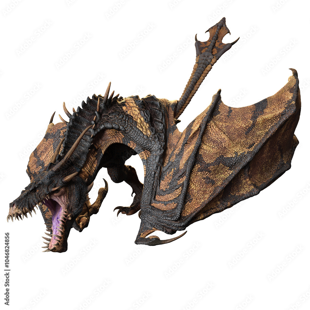 Fototapeta premium 3D rendered dragon isolated on transparent background