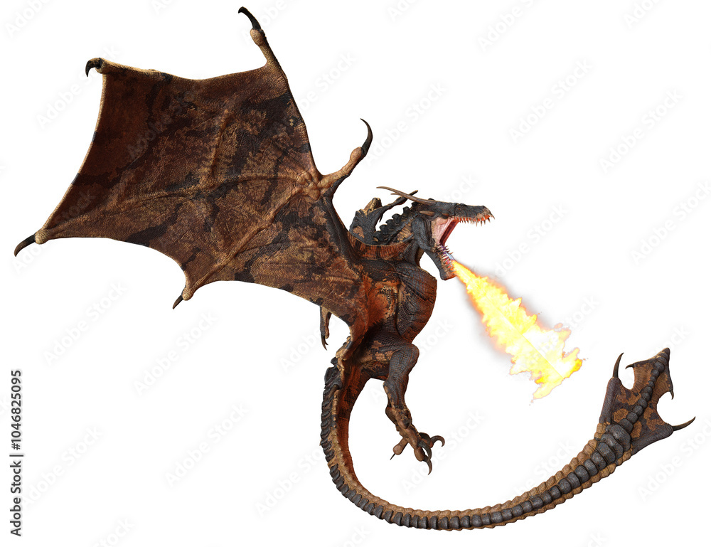 Fototapeta premium 3D rendered dragon isolated on transparent background